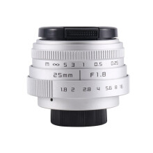 Obiettivo TV/Cctv da 25 Mm F1.8 Aps-C per Fotocamera con Attacco C da 16 Mm, Obiettivo A Focale Fissa con Messa A Fuoco Manuale-Argento