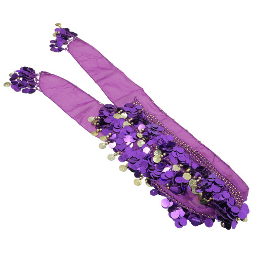 3Pièces Ceinture De Danse À Sequins Violet Confortable Et Ajustable