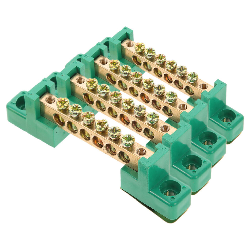 12Pcs Green Copper Ground Terminal Block Industrial Screw Type Bus Bar 3661739455096
