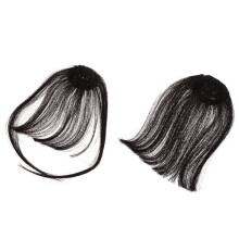 4Pièces Frange Air Femme Noir Réels Clip Résistant Longue