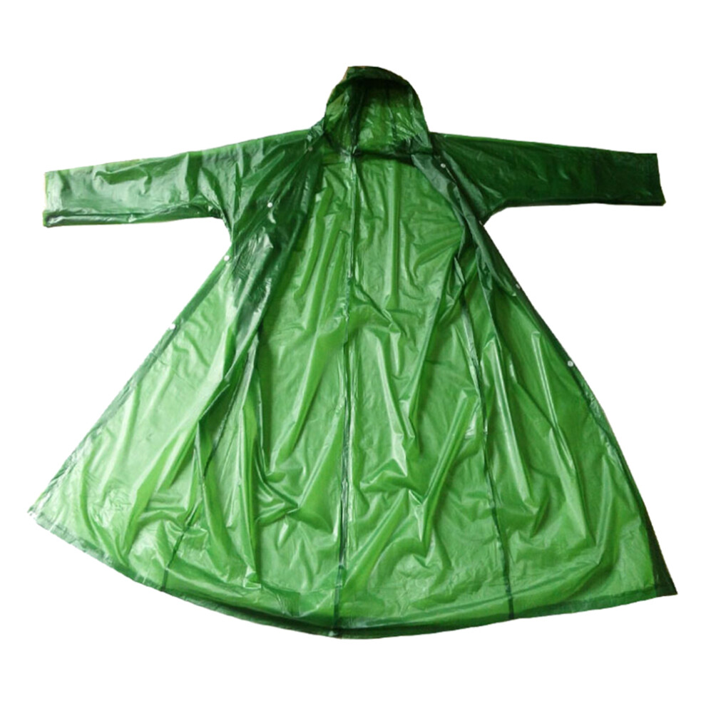 3Pcs Waterproof Adult Raincoat With Hood For Outdoor Use Green 3662520714354