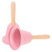 6Pcs Manual Metal Hand Bells Pink Wooden Handle Call Bells for Dining