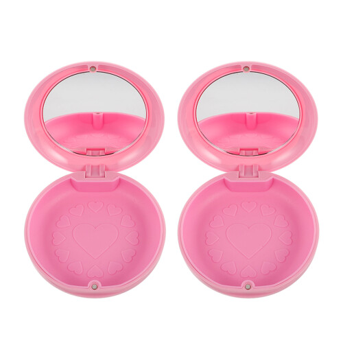 10Pcs Pink Plastic Glass False Teeth Travel Retainer Storage Box