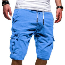 (Blue,XL)Calças shorts cargo masculinas verão casual jogger esporte exército combate treinamento calças