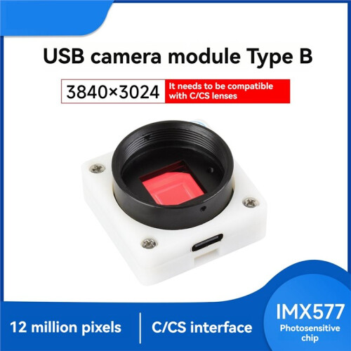 IMX577 12MP USB Camera Module(B) 3840x3024 Resolution Compatible with C/CS-Mount Lenses USB2.0 Plug and 1