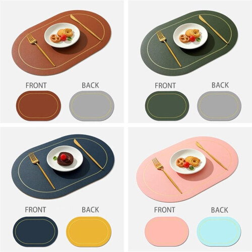 Set de Table en Cuir (1 Pièce), Lavable, Résistant à la Chaleur, Antidérapant, Isolant et Imperméable, Rose 1