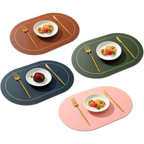 Set de Table en Cuir (1 Pièce), Lavable, Résistant à la Chaleur, Antidérapant, Isolant et Imperméable, Rose 2