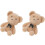 2Paires Boucles D'oreilles Ours Kaki Douces Pour 1