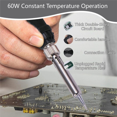 90W LED Digital Display Soldering Iron Heat Set Insert Tool M2-M8 Brass Thread Insert Nut Soldering Iron Tip Kit EU PLUG 2