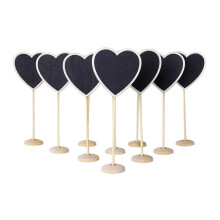 24Pcs Wooden Mini Heart Blackboard Black with Base for Wedding Decor