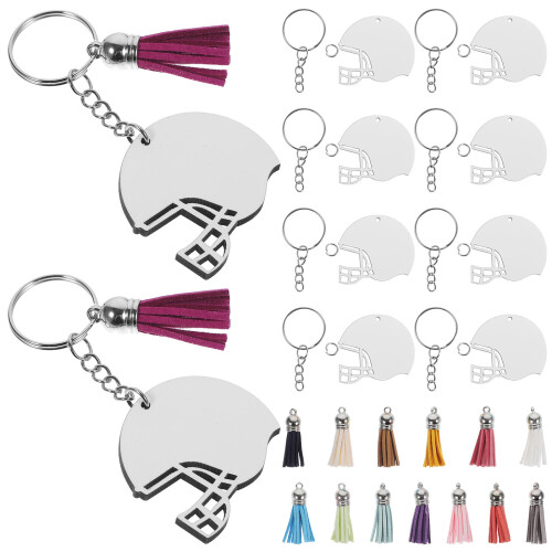 120Sets Silver Mdf Handicraft Keychain Blanks for Sublimation Projects