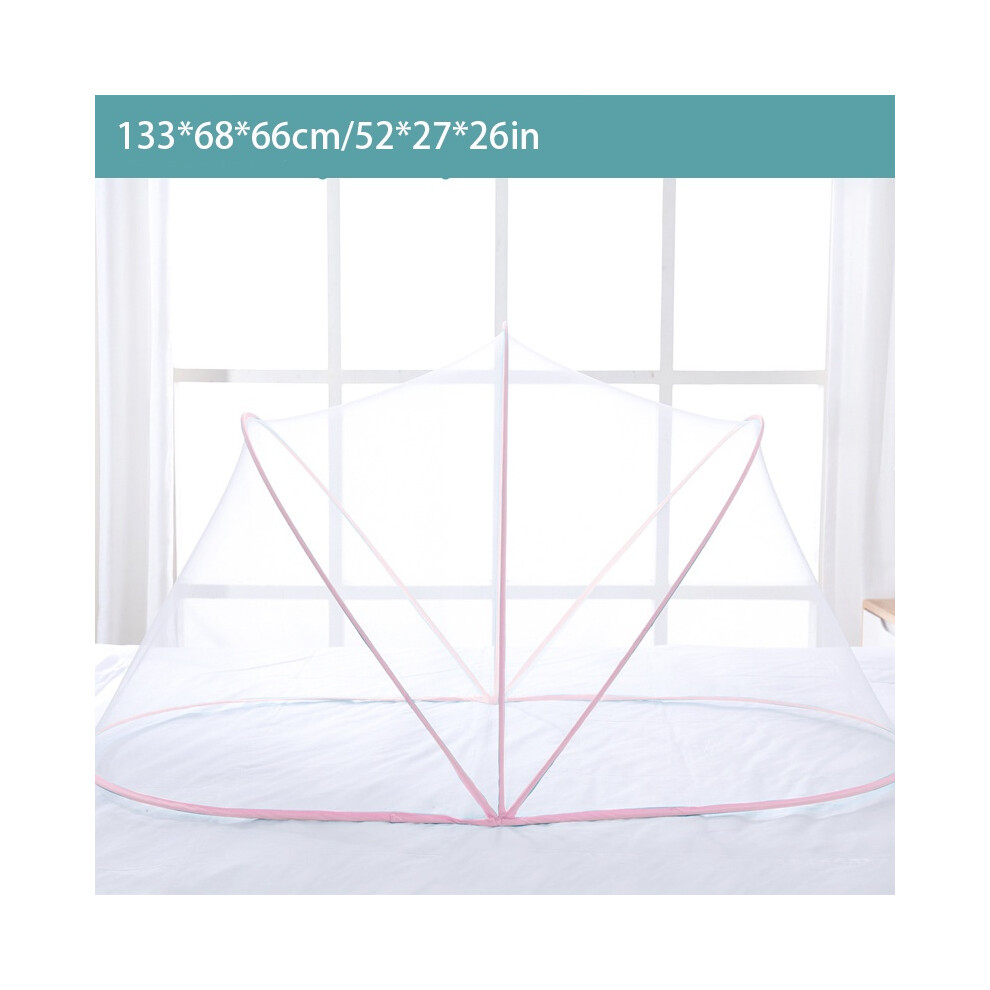 (Pink, L) Mosquito Repellent Crib Net Tent For Baby Bed Infant Foldable Kids Portable