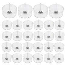 4Ensembles Coupelles Plastique Rondes Transparentes Avec Mèches Coton
