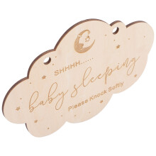 3Pcs Hanging Wooden Baby Sleeping Sign Khaki Baby Room Door Decor