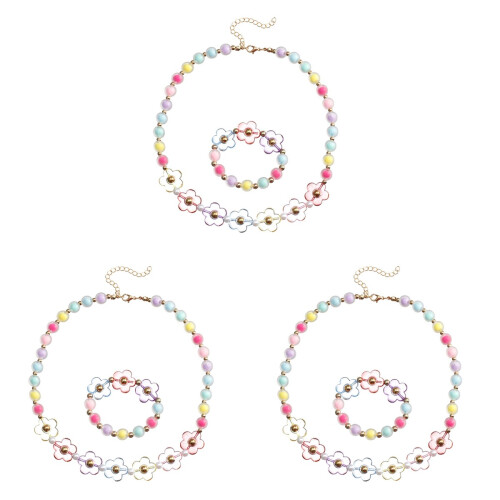 3Ensembles Bijoux Enfants Bracelet Collier Assorti Coloré 1