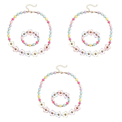 3Ensembles Bijoux Enfants Bracelet Collier Assorti Coloré 2