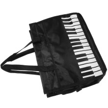 4Pcs Black Music Score Holder Bag Nylon Splashproof with Piano Pattern
