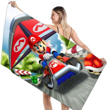 (Car)Toalha de banho 3d Super Mario Bros tamanho grande secagem rápida absorvente roupão viagem