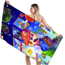 (Star)Toalha de banho 3d Super Mario Bros tamanho grande secagem rápida absorvente roupão viagem