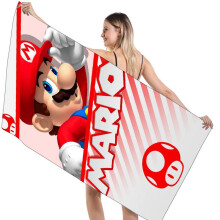 (Red)Toalha de banho 3d Super Mario Bros tamanho grande secagem rápida absorvente roupão viagem