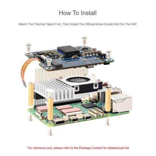 POE M.2 HAT+ Adapter with PoE Function for Raspberry Pi 5,Supports NVMe Protocol M.2 Solid State Drive,High-Speed Read 1
