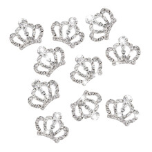 20Pcs Silver Crown Shape Rhinestone Embellishments for Crafts Shine