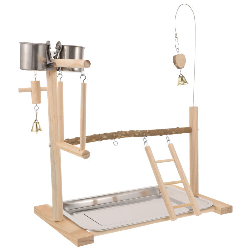 1Ensemble Perchoir Bois Naturel Pour Perroquet Morsure Résistant