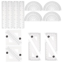 20Sets Transparentes Messwerkzeug Set Zeichendreieck Lineal