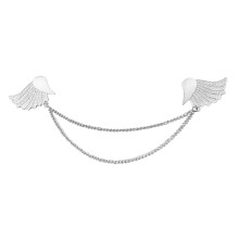 3Pcs Silver Collar Brooch Pins Angel Wings Design for Shirt Decoration