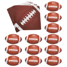 120Pcs Light Brown Football Party and Napkins Set