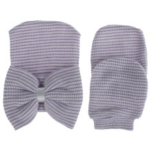 2Pièces Bonnet Nœud Et Bébé Tricotés Violet