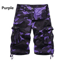 (Purple,34)Pantalones Cortos Hombre Tácticos Militares Ejército Camuflaje Calce Ajustado Carga