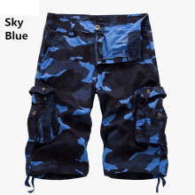 (Blue,38)Herren Taktische Militär Armee Tarnmuster Camouflage Slim Fit Cargo Hose Shorts