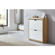 Essentials Wotan Oak & White 2 Drawer Shoe Cabinet
