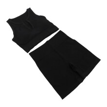 2Sets Zwarte Yoga Sets Dames Nylon Actieve Sportswear Comfort