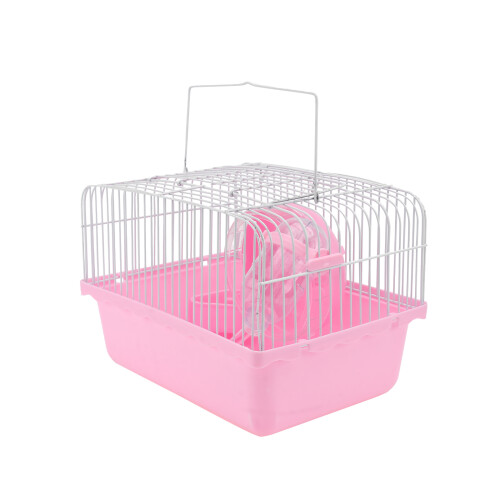 3Pièces Cage Hamster Rose Élégante Sécurisée Pour Petits Animaux