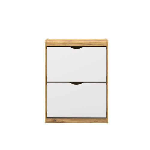 Timber Art Design UK Essentials Wotan Oak & White 2 Drawer Shoe Cabinet 1