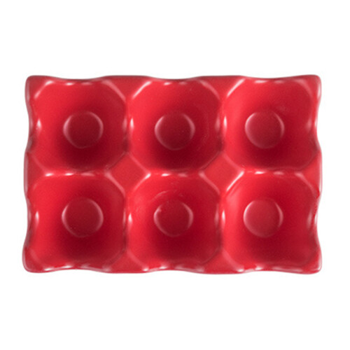 3Pièces Support Œufs Céramique 6 Emplacements Rouge Stable Et Élégant