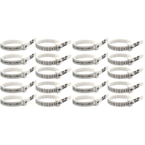 20Pcs Ring Size Gauge White Finger Measuring Tool Easy Read Durable 2