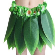 6Pcs Hawaiian Bracelet Set with Leaf Skirt Floral Wreaths for Luau