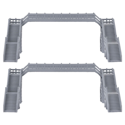 8Pièces Pont Miniature Gris PVC Décor Ferroviaire