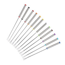 12Pcs Stainless Steel Dessert Forks for Fondue Assorted Color Handles