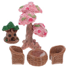 5Sets Multi Resin Miniature Desk and Chair Model for Mini Decor