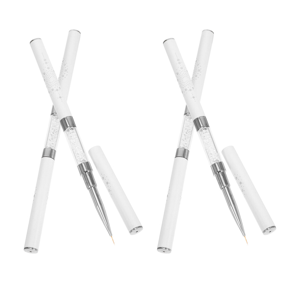 Iplusmile White 16Pcs Nail Liner Brushes Metal Fiber Fine Tip For Gel Polish Art