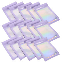 4Pcs Holographic Sealable Jewelry Bags Purple Small Bags for Bracelets