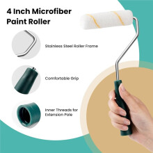 Paint Roller Covers, 26 Pack, 4 Inch 3/8" Nap Paint Rollers Set, Roller Brush Covers for All Paints and Stains