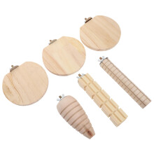 2Sets Hamster Cage Wood Pedals Light Brown Jumping and Standing Boards