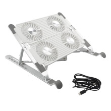 Raffreddatore per Laptop con Supporto Supporto per Trasporto Supporto di Raffreddamento Pieghevole Modello In Alluminio Ventola A 4 Porte Supporto per