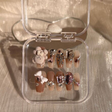 (XS) Cartoon Artificial Nail Teddy Bear Manicure Wearable Nail And Removable Reusable