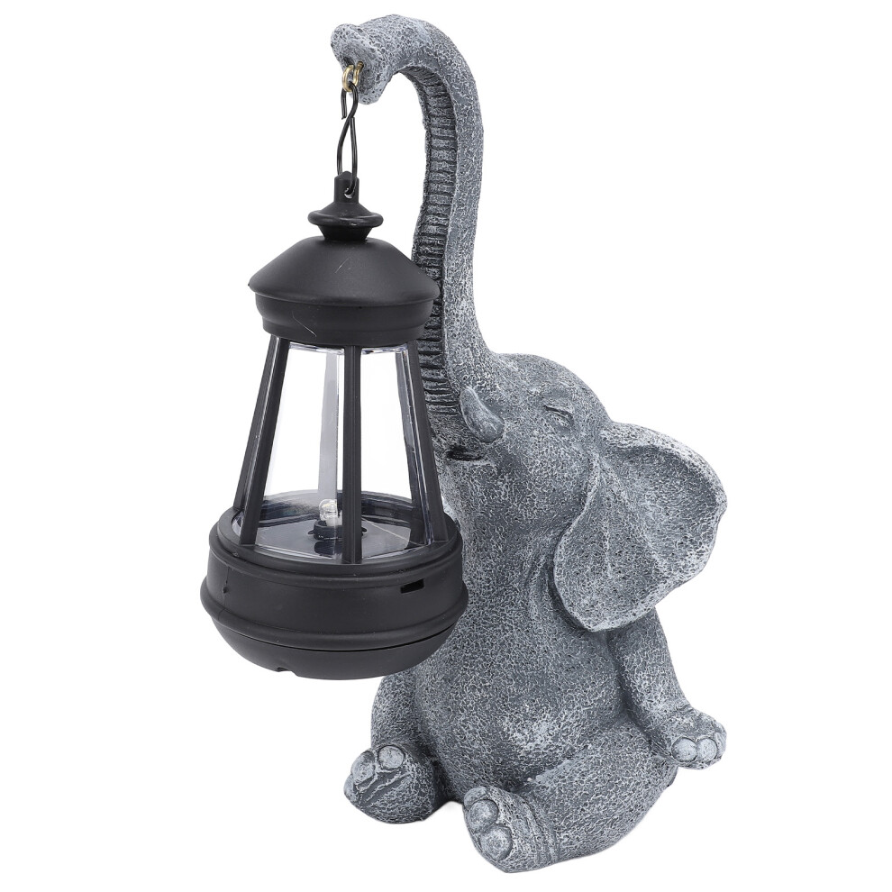 Light Elephant Solar Statue Resin Metal 600Mah Outdoor Garden Decor